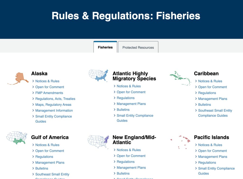 NOAA fishing regulations by state
